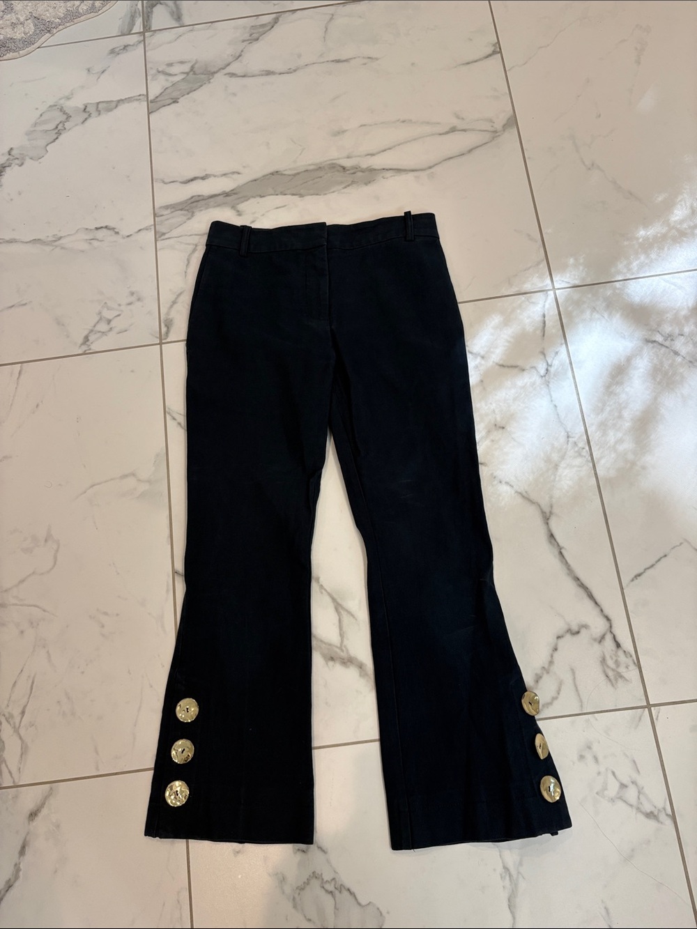 Derek Lam 10 Crosby sz 2 Cropped Flare Sailor's pants navy nlue 3  Buttons